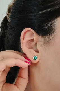 گوشواره جفت نقره با نگین فیروزه مدل تابان (جفت) آف